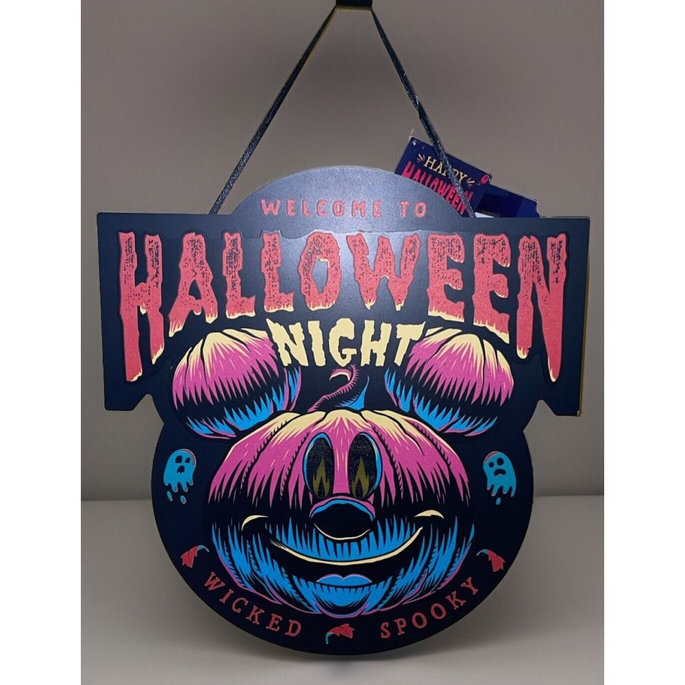 Disney‎ ✨Mickey Mouse Halloween Jack O'Lantern Light-Up Pumpkin Door Plaque sign